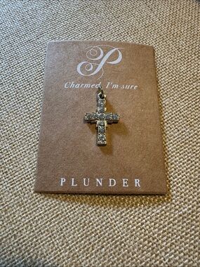 Plunder Sparkling Cross Charm in Gold and Clear Crystal